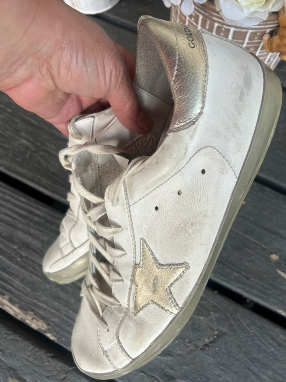 Golden Goose White Leather Super Star Sneakers - Picture 3 of 7
